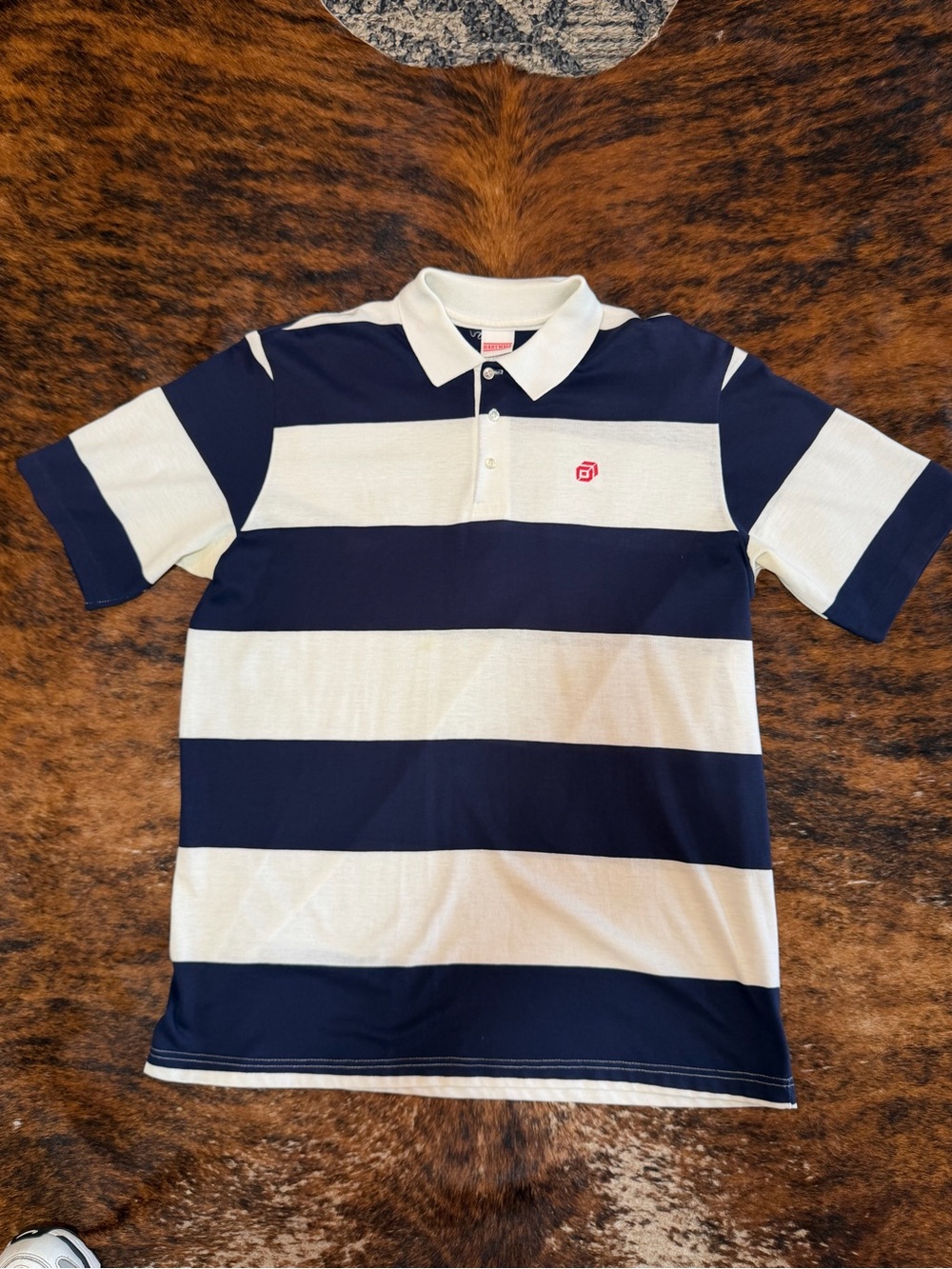 Vintage Men's Polo Golf Shirt Blue & White Short Sleeve X-Large USA Hartwell